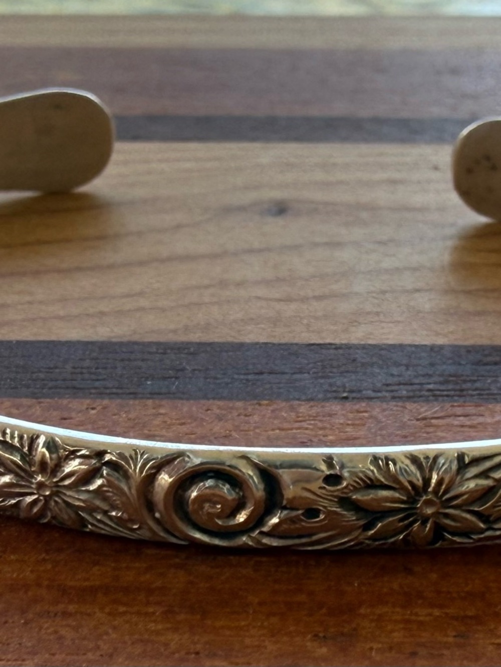 Sterling Silver Floral Engraved Cuff Bracelet - Silver - Picture 3 of 5